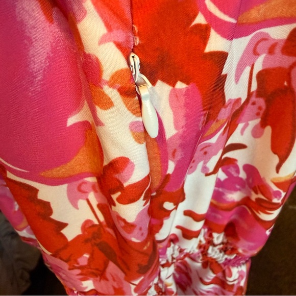 Aupuls Floral pink and white midi flowy dress - Picture 8 of 16